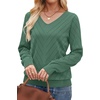 image:imageWIHOLL Sweaters for Women V Neck Casual Knit Long Sleeve Tops Lightweight Pullover Clothes Fall Fashion Outfits 2026Grey Green