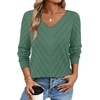 image:imageWIHOLL Sweaters for Women V Neck Casual Knit Long Sleeve Tops Lightweight Pullover Clothes Fall Fashion Outfits 2026Grey Green
