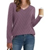 image:imageWIHOLL Sweaters for Women V Neck Casual Knit Long Sleeve Tops Lightweight Pullover Clothes Fall Fashion Outfits 2026Grey Purple