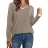 image:imageWIHOLL Sweaters for Women V Neck Casual Knit Long Sleeve Tops Lightweight Pullover Clothes Fall Fashion Outfits 2026Khaki