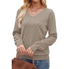 image:imageWIHOLL Sweaters for Women V Neck Casual Knit Long Sleeve Tops Lightweight Pullover Clothes Fall Fashion Outfits 2026Khaki