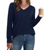 image:imageWIHOLL Sweaters for Women V Neck Casual Knit Long Sleeve Tops Lightweight Pullover Clothes Fall Fashion Outfits 2026Navy