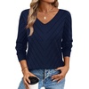 image:imageWIHOLL Sweaters for Women V Neck Casual Knit Long Sleeve Tops Lightweight Pullover Clothes Fall Fashion Outfits 2026Navy