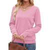 image:imageWIHOLL Sweaters for Women V Neck Casual Knit Long Sleeve Tops Lightweight Pullover Clothes Fall Fashion Outfits 2026Pink