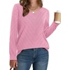 image:imageWIHOLL Sweaters for Women V Neck Casual Knit Long Sleeve Tops Lightweight Pullover Clothes Fall Fashion Outfits 2026Pink