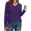 image:imageWIHOLL Sweaters for Women V Neck Casual Knit Long Sleeve Tops Lightweight Pullover Clothes Fall Fashion Outfits 2026Purple