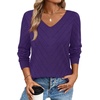 image:imageWIHOLL Sweaters for Women V Neck Casual Knit Long Sleeve Tops Lightweight Pullover Clothes Fall Fashion Outfits 2026Purple
