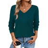 image:imageWIHOLL Sweaters for Women V Neck Casual Knit Long Sleeve Tops Lightweight Pullover Clothes Fall Fashion Outfits 2026Teal