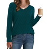 image:imageWIHOLL Sweaters for Women V Neck Casual Knit Long Sleeve Tops Lightweight Pullover Clothes Fall Fashion Outfits 2026Teal