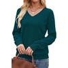 image:imageWIHOLL Sweaters for Women V Neck Casual Knit Long Sleeve Tops Lightweight Pullover Clothes Fall Fashion Outfits 2026Teal