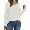 image:imageWIHOLL Sweaters for Women V Neck Casual Knit Long Sleeve Tops Lightweight Pullover Clothes Fall Fashion Outfits 2026White