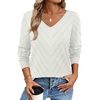 image:imageWIHOLL Sweaters for Women V Neck Casual Knit Long Sleeve Tops Lightweight Pullover Clothes Fall Fashion Outfits 2026White