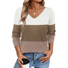 image:imageWIHOLL Sweaters for Women V Neck Casual Knit Long Sleeve Tops Lightweight Pullover Clothes Fall Fashion Outfits 2026White Brown Khaki