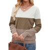 image:imageWIHOLL Sweaters for Women V Neck Casual Knit Long Sleeve Tops Lightweight Pullover Clothes Fall Fashion Outfits 2026White Brown Khaki