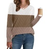 image:imageWIHOLL Sweaters for Women V Neck Casual Knit Long Sleeve Tops Lightweight Pullover Clothes Fall Fashion Outfits 2026White Brown Khaki