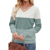 image:imageWIHOLL Sweaters for Women V Neck Casual Knit Long Sleeve Tops Lightweight Pullover Clothes Fall Fashion Outfits 2026White Green Mint