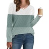 image:imageWIHOLL Sweaters for Women V Neck Casual Knit Long Sleeve Tops Lightweight Pullover Clothes Fall Fashion Outfits 2026White Green Mint