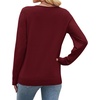 image:imageWIHOLL Sweaters for Women V Neck Casual Knit Long Sleeve Tops Lightweight Pullover Clothes Fall Fashion Outfits 2026Wine Red