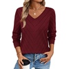 image:imageWIHOLL Sweaters for Women V Neck Casual Knit Long Sleeve Tops Lightweight Pullover Clothes Fall Fashion Outfits 2026Wine Red