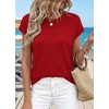 image:imageWIHOLL Womens Lightweight Sweater Spring Summer Fall Outfits Cap Sleeve Hollow Out Knit Fashion Clothing 20263red