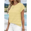 image:imageWIHOLL Womens Lightweight Sweater Spring Summer Fall Outfits Cap Sleeve Hollow Out Knit Fashion Clothing 20263yellow