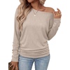 image:imageWIHOLL Womens Long Sleeve Shirts Ruched Hem Fall Tops Lightweight SweatersApricot