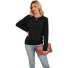 image:imageWIHOLL Womens Long Sleeve Shirts Ruched Hem Fall Tops Lightweight SweatersBlack