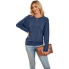 image:imageWIHOLL Womens Long Sleeve Shirts Ruched Hem Fall Tops Lightweight SweatersBlue