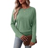 image:imageWIHOLL Womens Long Sleeve Shirts Ruched Hem Fall Tops Lightweight SweatersBright Green