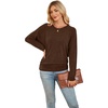 image:imageWIHOLL Womens Long Sleeve Shirts Ruched Hem Fall Tops Lightweight SweatersBrown