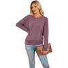 image:imageWIHOLL Womens Long Sleeve Shirts Ruched Hem Fall Tops Lightweight SweatersBurgundy