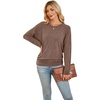 image:imageWIHOLL Womens Long Sleeve Shirts Ruched Hem Fall Tops Lightweight SweatersChestnut Brown