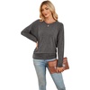 image:imageWIHOLL Womens Long Sleeve Shirts Ruched Hem Fall Tops Lightweight SweatersDark Grey