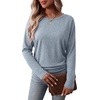 image:imageWIHOLL Womens Long Sleeve Shirts Ruched Hem Fall Tops Lightweight SweatersDusty Blue