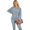 image:imageWIHOLL Womens Long Sleeve Shirts Ruched Hem Fall Tops Lightweight SweatersDusty Blue