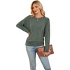 image:imageWIHOLL Womens Long Sleeve Shirts Ruched Hem Fall Tops Lightweight SweatersGreen