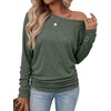 image:imageWIHOLL Womens Long Sleeve Shirts Ruched Hem Fall Tops Lightweight SweatersGreen
