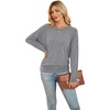 image:imageWIHOLL Womens Long Sleeve Shirts Ruched Hem Fall Tops Lightweight SweatersGrey