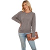image:imageWIHOLL Womens Long Sleeve Shirts Ruched Hem Fall Tops Lightweight SweatersLight Coffee
