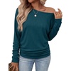 image:imageWIHOLL Womens Long Sleeve Shirts Ruched Hem Fall Tops Lightweight SweatersNavy Blue