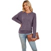 image:imageWIHOLL Womens Long Sleeve Shirts Ruched Hem Fall Tops Lightweight SweatersPurple