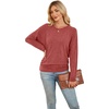 image:imageWIHOLL Womens Long Sleeve Shirts Ruched Hem Fall Tops Lightweight SweatersRed