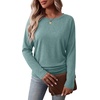 image:imageWIHOLL Womens Long Sleeve Shirts Ruched Hem Fall Tops Lightweight SweatersSage Green