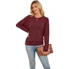 image:imageWIHOLL Womens Long Sleeve Shirts Ruched Hem Fall Tops Lightweight SweatersWine Red