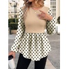 image:imageWIHOLL Womens Long Sleeve Tunic Tops Crew Neck Babydoll Peplum Blouses Fall Fashion 2026Apricot Polka Dots