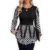 image:imageWIHOLL Womens Long Sleeve Tunic Tops Crew Neck Babydoll Peplum Blouses Fall Fashion 2026Black Striped 01