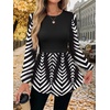 image:imageWIHOLL Womens Long Sleeve Tunic Tops Crew Neck Babydoll Peplum Blouses Fall Fashion 2026Black Striped 01