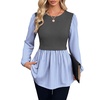 image:imageWIHOLL Womens Long Sleeve Tunic Tops Crew Neck Babydoll Peplum Blouses Fall Fashion 2026Grey Striped