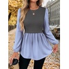 image:imageWIHOLL Womens Long Sleeve Tunic Tops Crew Neck Babydoll Peplum Blouses Fall Fashion 2026Grey Striped