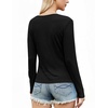 image:imageWIHOLL Womens Ribbed Long Sleeve Lace Trim Fall Tops01  Black